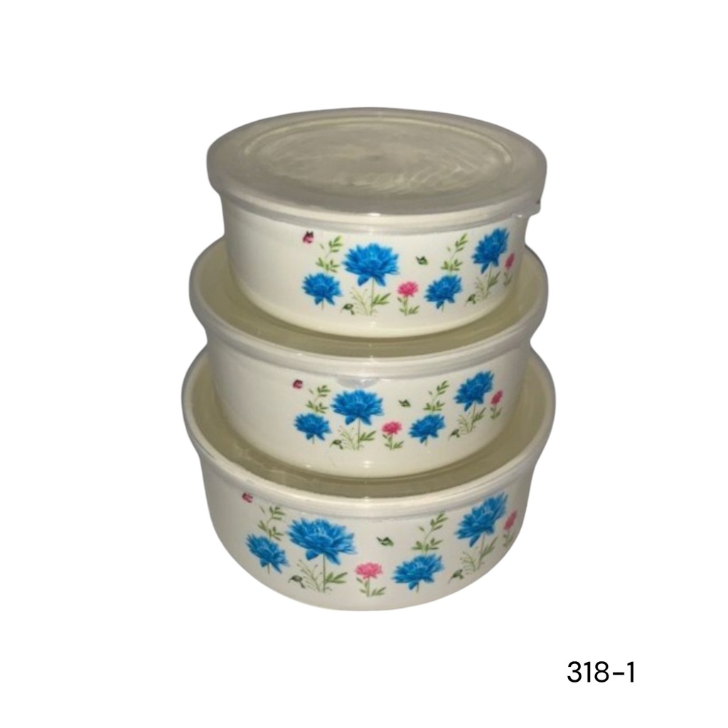 VASIJA 3 PIEZAS CREMA FLORES 13CM 11CM 9