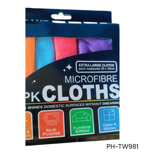 [PH-TW981] TOALLA MICRO FIBRA COLORES 4 PZA