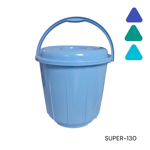 [SUPER-130] CUBO 13 LITRO CON TAPA AZU CEL TUR VER