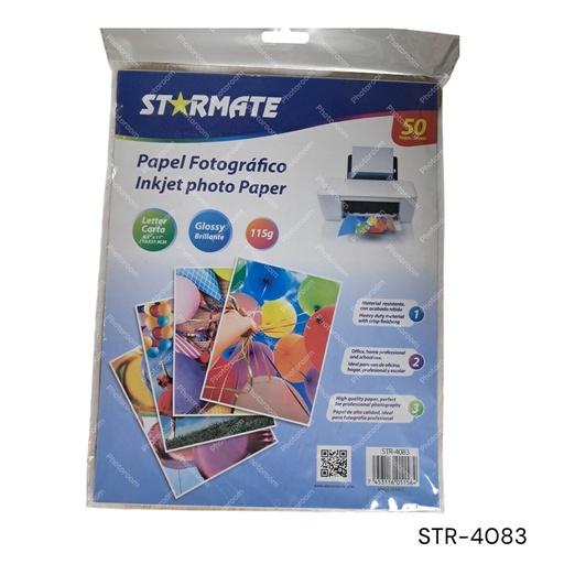 [STR-4083] PAPEL FOTOGRAFICO BRILLANTE ADHESIVO  50