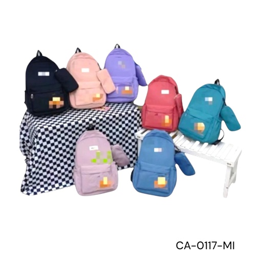 [CA-0117-MIX] MOCHILA ESCOLAR 4 DISENOS L=17PULG/43CM